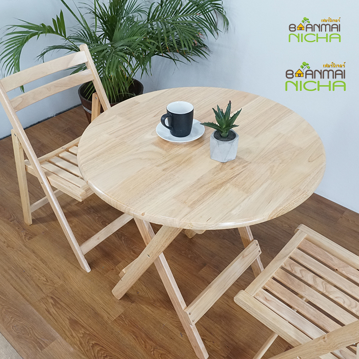 โต๊ะอาหารไม้ โต๊ะกินข้าว โต๊ะกาแฟ ชุดโต๊ะการแฟ โต๊ะไม้พับได้ โต๊ะไม้ยางพารา ทรงเหลี่ยม Size : 75x75x75 cm. รับน้ำหนัก 80 kg. 