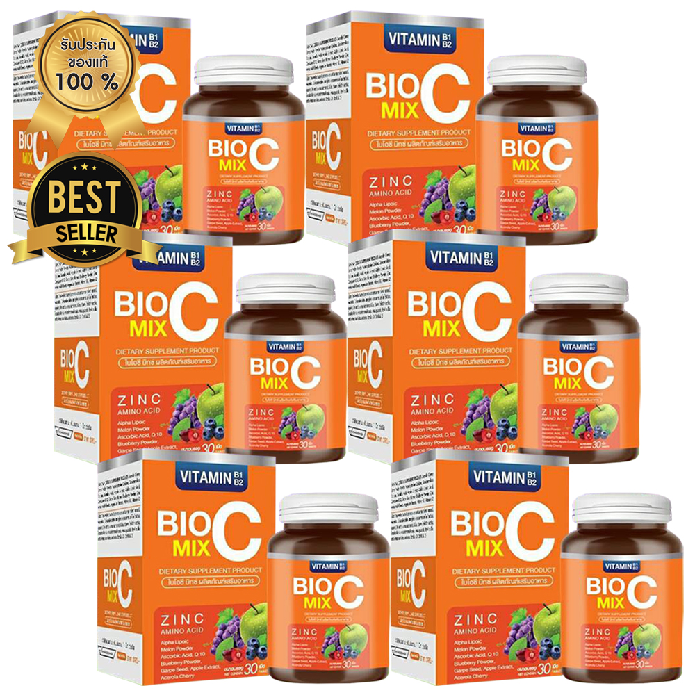 ใหม่!! BIO C MIX ไบโอซี มิกซ์ วิตามิน บำรุงผิวสวย ขนาด 30 เม็ด (6 กล่อง ...