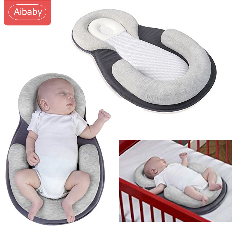 Aibaby หมอนทารกแรกเกิด 0-12Months Newborn Baby Sleeping Pillow หมอนทารกแรกเกิด คอกเด็กแบบพกพา เบาะนอนสำหรับทารกแรกเกิด Anti Roll Crib Nest Bedding