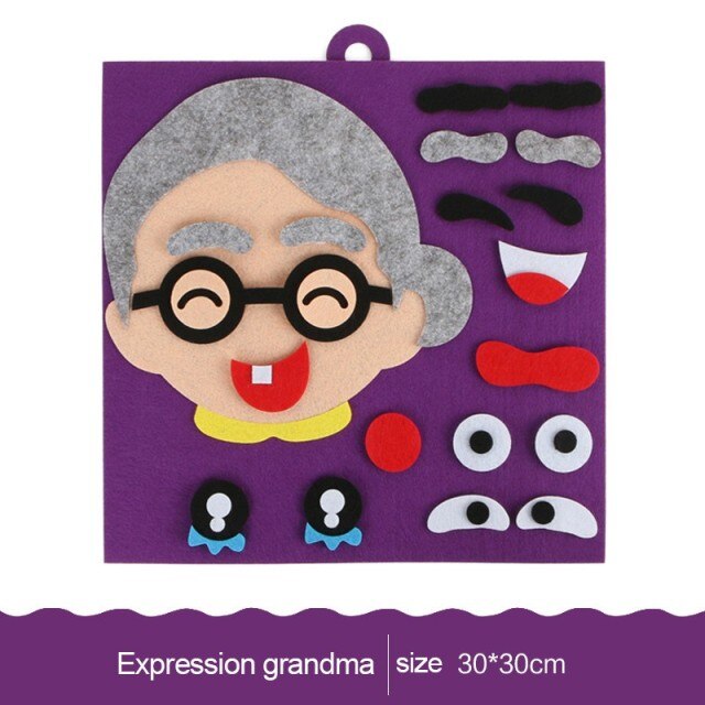 DIY Emotion Facial Expression Change Non-Woven Stickers Puzzle Kids Educational Toys Montessori Educational Drawing Game For Chi