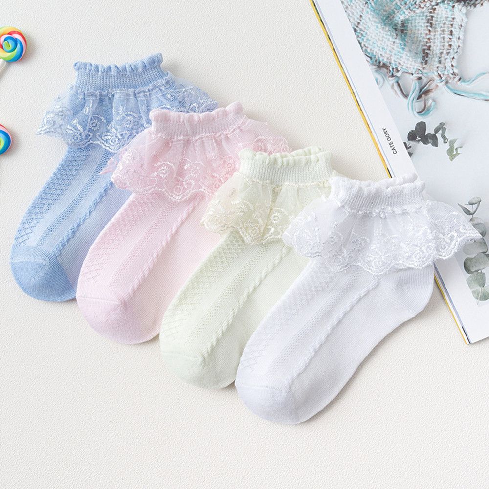 Fashion Cotton Mesh Princess Super Thin Kids Ankle Socks Cute Ruffle Sock Frilly