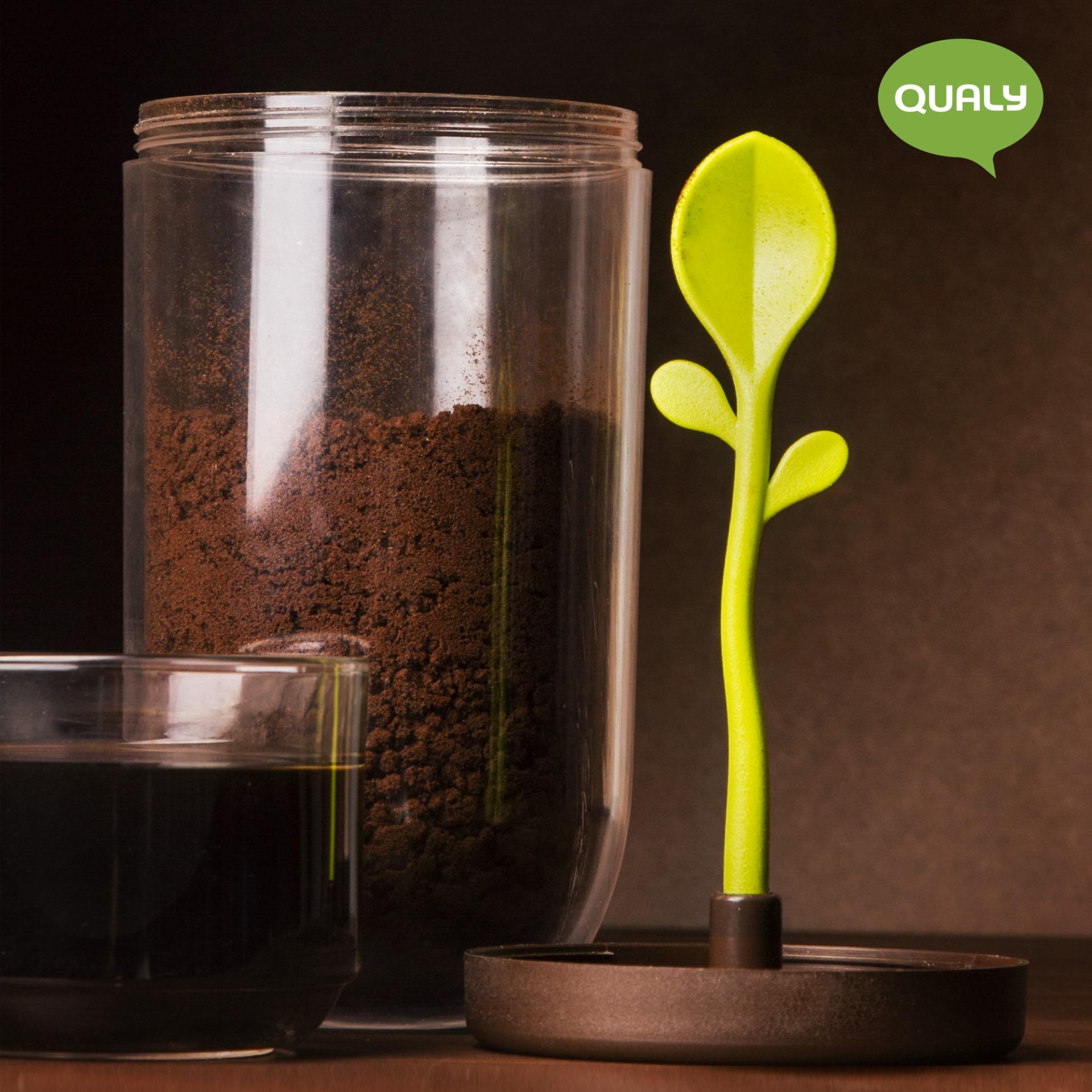 โหล โหลแก้ว โหลอเนกประสงค์ กระปุก กระปุกอเนกประสงค์ ใส่กาแฟ ชา น้ำตาล มีช้อนอยู่ในกระปุก - Qualy Sprout jar