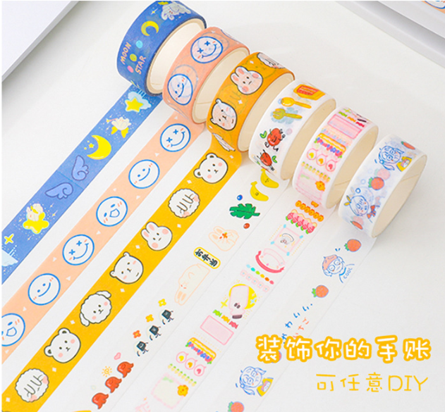 เทปตกแต่ง3เมตร เทปลายการ์ตูน วาชิเทป ตกแต่งไดอารี่ สมุดโน้ต WashiTape Masking Tape  สไตล์เกาหลี เครื่องเขียนน่ารัก สติ๊กเกอร์สำหรับตกแต่ง