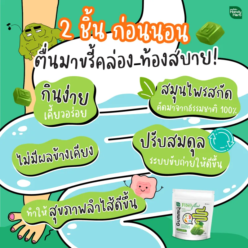 ภาพสินค้าHandyHerb Fiber flow ไฟเบอร์ กัมมี่ ขรี้คล่อง ไม่มีสะดุด (2 ซอง 8 ชิ้น) เหมาะคนขับถ่ายยาก ท้องผูก จากร้าน HandyHerb บน Lazada ภาพที่ 3