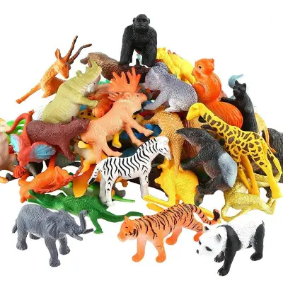 53pcs/set Mini Animal World Zoo Model Figure Action Toy Set Cartoon Simulation Animal Lovely Plastics Collection Toy for Kids