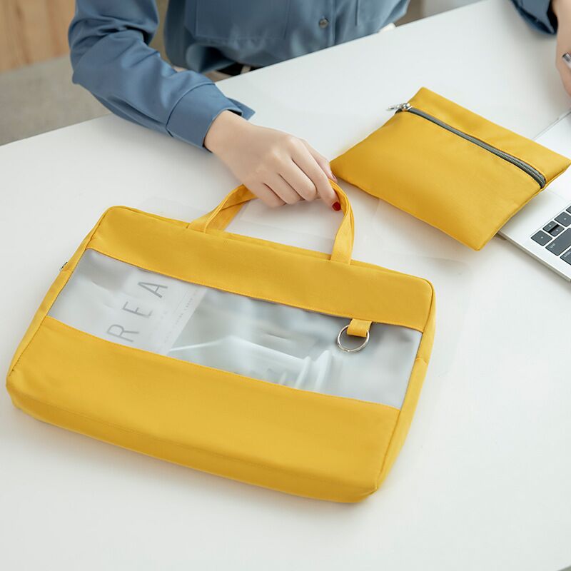 MINKYS Canvas Translucent A4 File Folder Bag With Storage Bag 2PCS