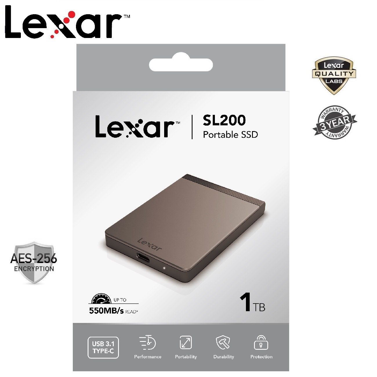 SSD Externe Portable Lexar TouchLock 512GB - Chiffrement NFC, USB 3.2 Gen2, Résistant Chutes 2 M, Pour IPhone, PC, Tablette