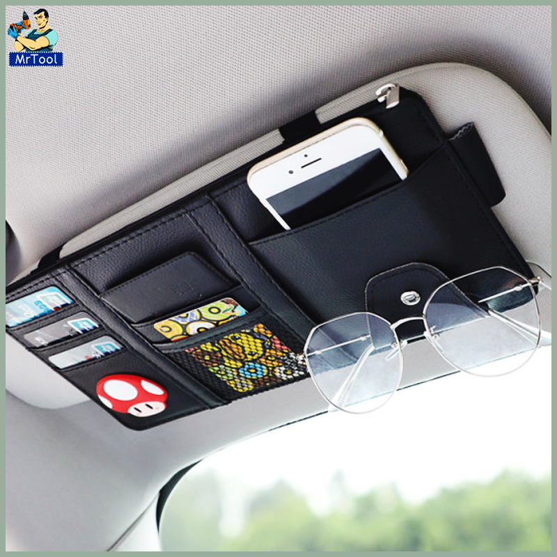 MrTool ที่เสียบบัตรในรถ ที่ใส่บัตรในรถ Car sunshade shelves ที่ใส่บัตรอเนกประสงค์ ใส่บัตรหลายช่อง ติดที่บังแดด กระเป๋าอเนกประสงค์ (ดำ)