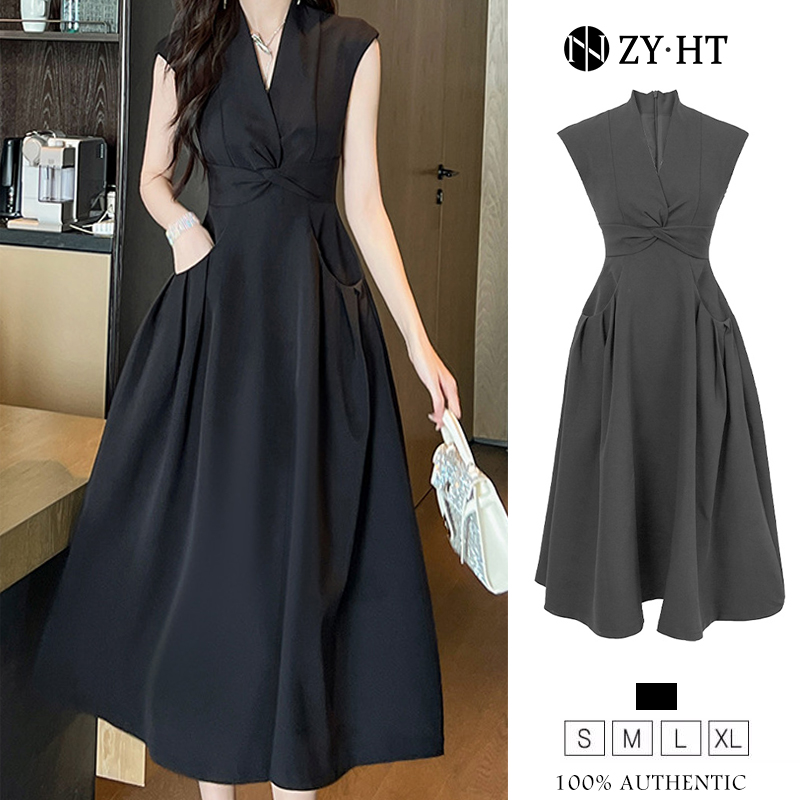 Zy.ht eraváy nữ vogue váy đen váy không tay váy cổ chữ v váy chữ a váy may đo váy cao cấp váy cưới váy pháp 9616