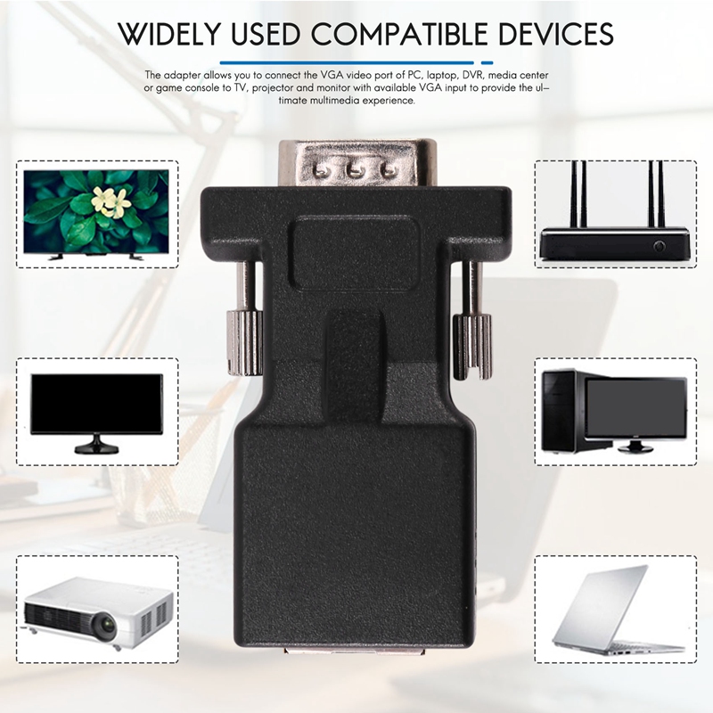 VGA Extender Male To LAN CAT5 CAT6 RJ45 Network Cable Adapter