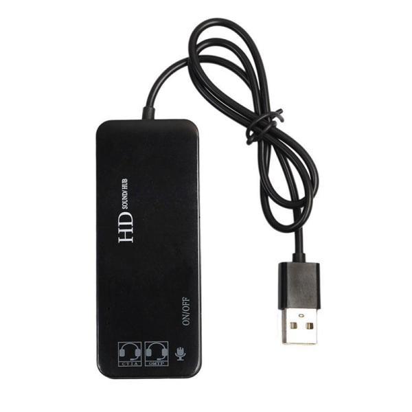 3 Port Usb 2.0 Hub External 7.1Ch Sound Card Headset Microphone Adapter For Pc