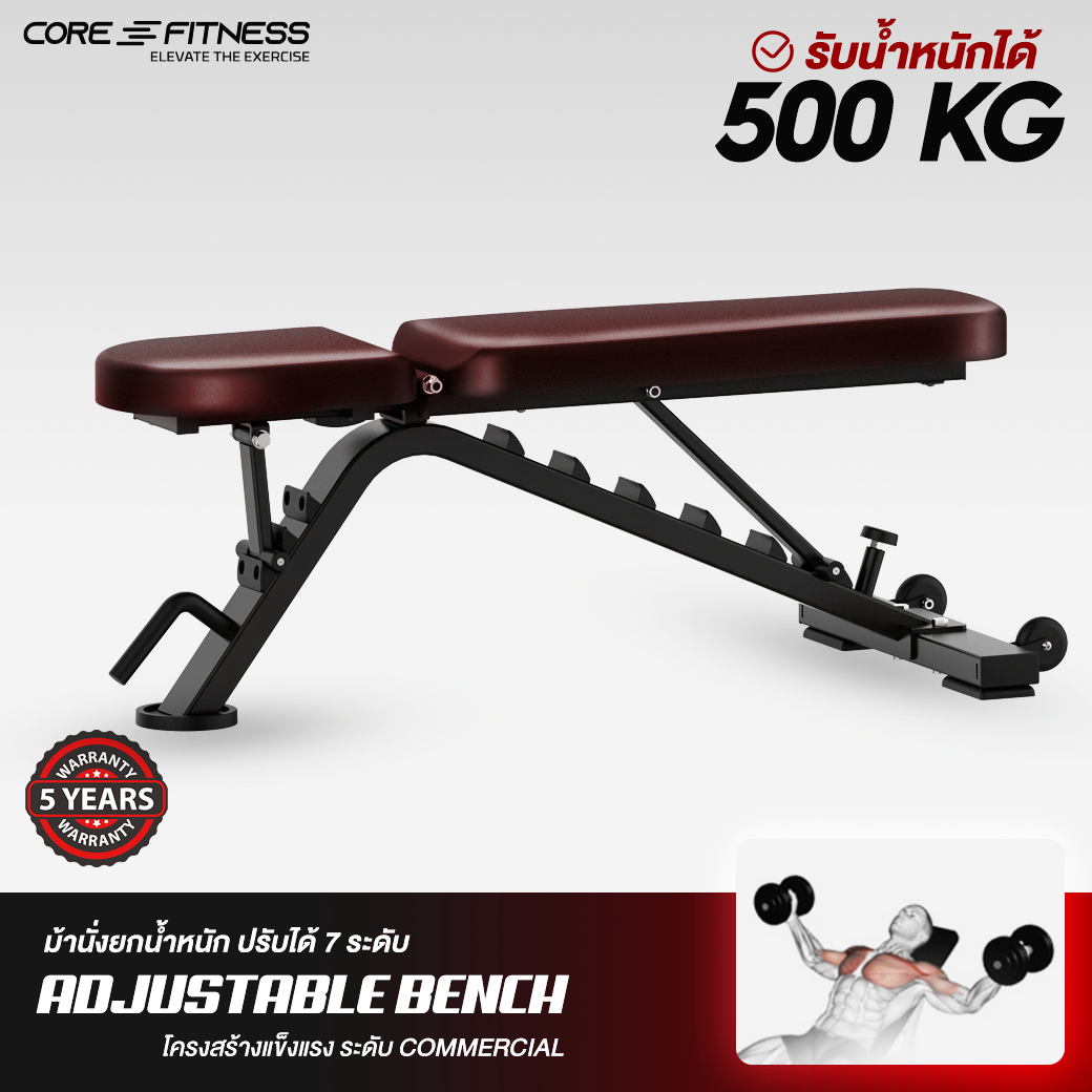 Core-Fitness Adjustable Bench (TS213) ม้านั่งออกกำลังกายปรับระดับ ระดับฟิตเนสเซ็นเตอร์