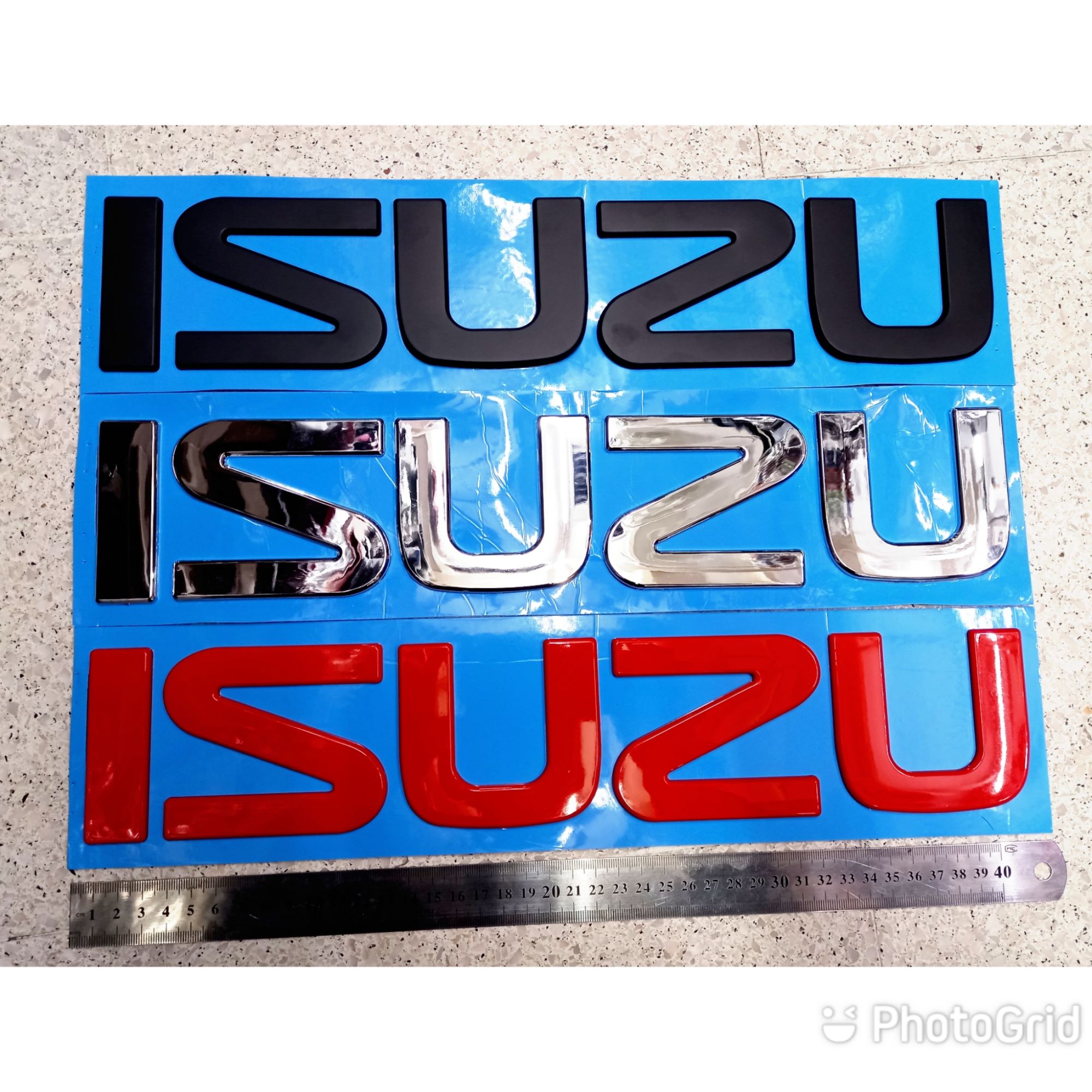 โลโก้ ISUZU สำหรับติดรถบรรทุกและ10ล้อ (1ชิ้น)ระบุสีในข้อความ
