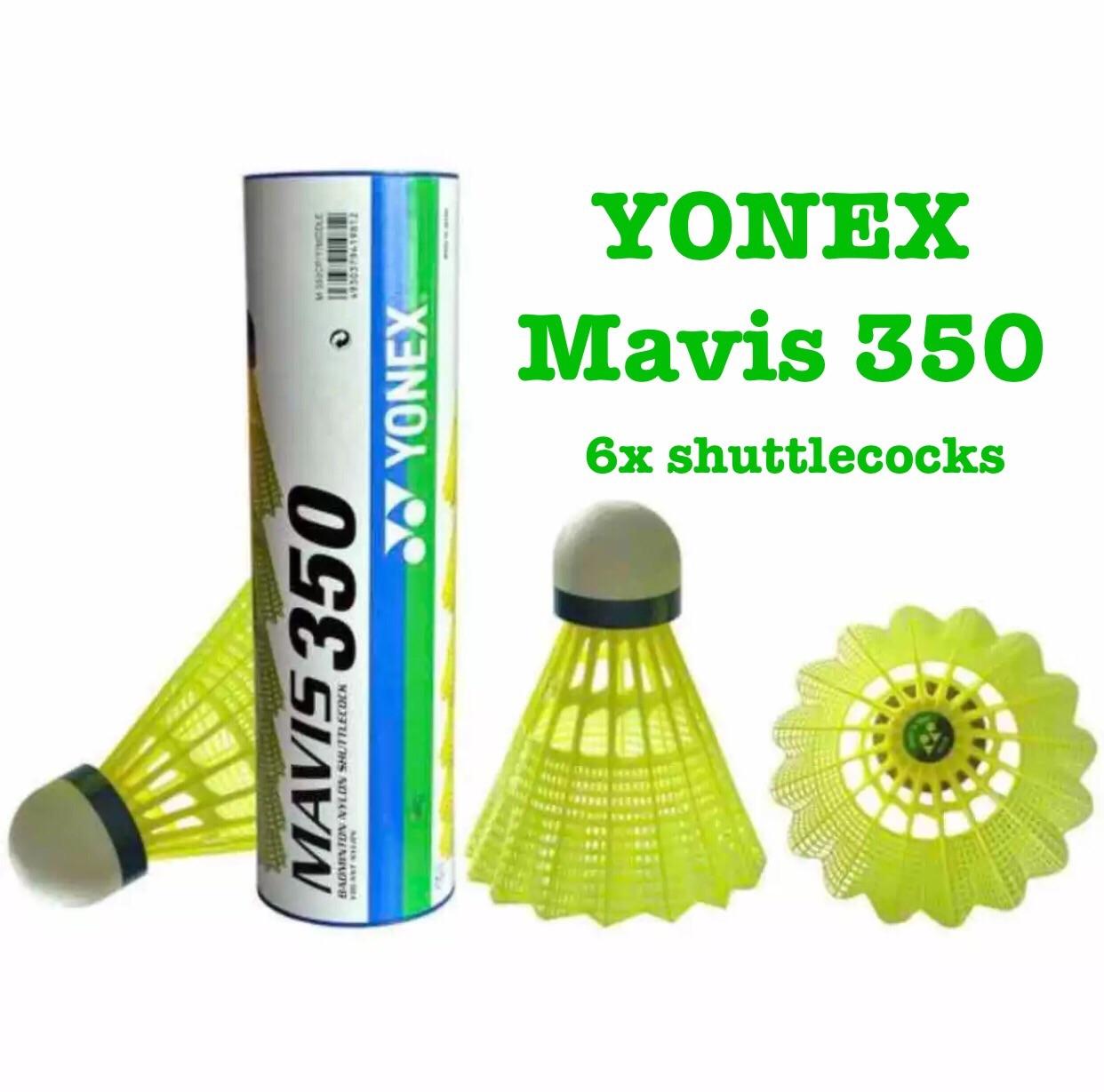 Yonex ลูกขนไก่พลาสติก Yonex Mavis 350 (6ลูก) Original Badminton Shuttlecocks (Yellow / Green Cap & Blue Cap)