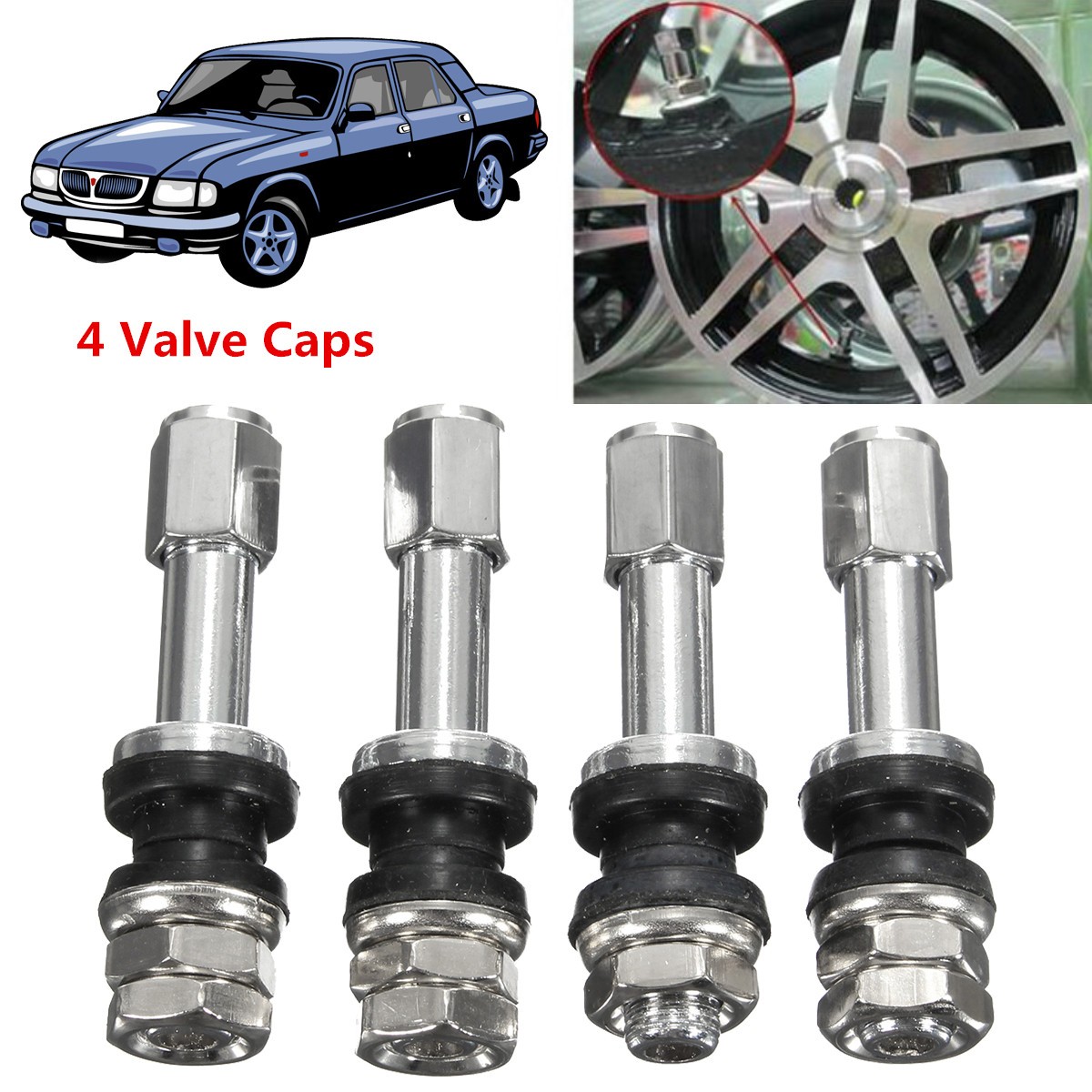 4pcs TR48E Boltin Aluminum Universal Auto Car Tubeless Wheel Tire