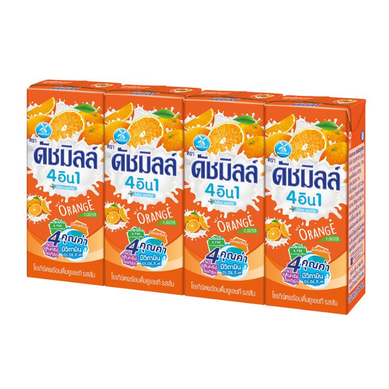 ดัชมิลล์ โยเกิร์ตพร้อมดื่ม ยูเอชที รสส้ม ขนาด180 มล. แพ็ค 24 กล่อง/Dutchmill UHT Drinking Yoghurt Orange Flavor 180 ml.Pack 24 boxes.