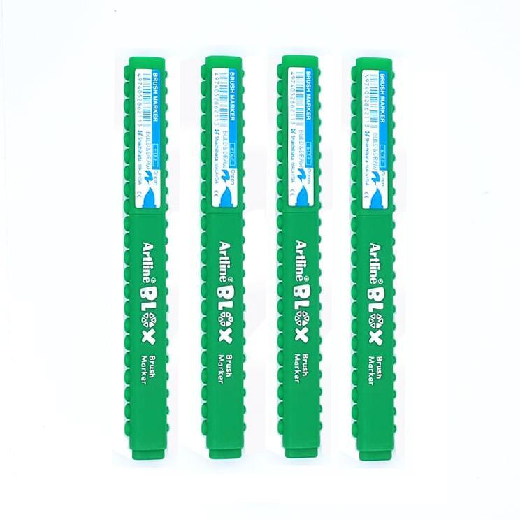 ปากกาเมจิ หัวพู่กัน อาร์ทไลน์ BLOX ชนิดต่อได้ ชุด 4 ด้าม (สีเขียว) ต่อเป็นรูปร่างต่างๆได้