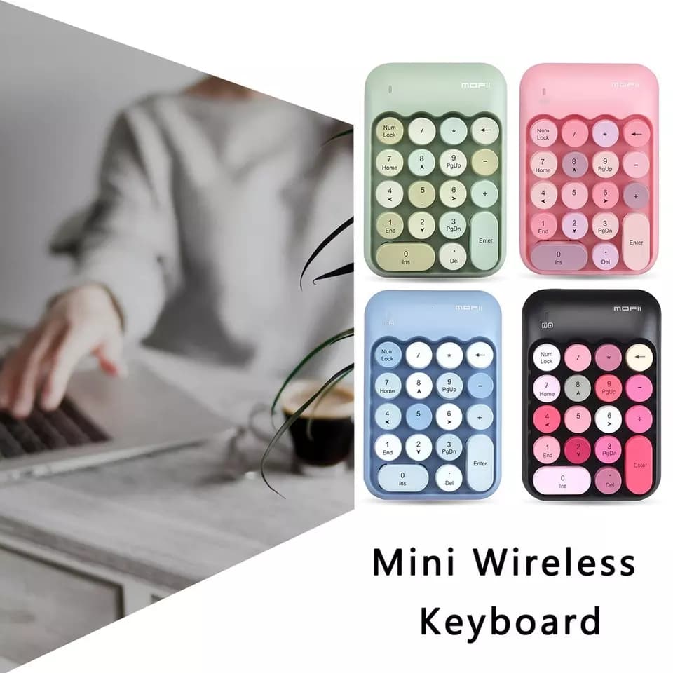 AK18 2.4G Colorful Key Wireless Number Keyboard,Portable Cute 18-Round Key Financial Numeric Keypad Keyboard
