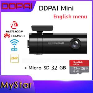 DDPAI Mini กล้องติดรถยนต์ English Ver. Wi-Fi 1080p Dash Cam, 140 Wide Angle,Car Camera G-Sensor,WDR +Micro SD card 32GB