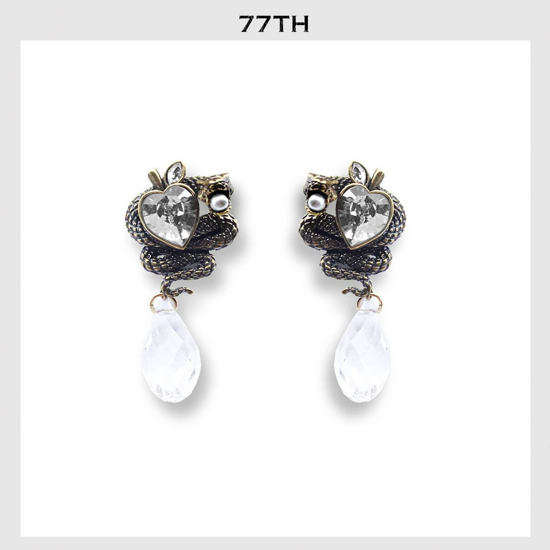 77th-sririta x 77th crystals from Swarovski collection serpent drop earrings smoke crystals gold ต่างหู ศรีริต้า x 77th คริสตัลสวรอฟสกี้  หยดน้ำ สีทอง