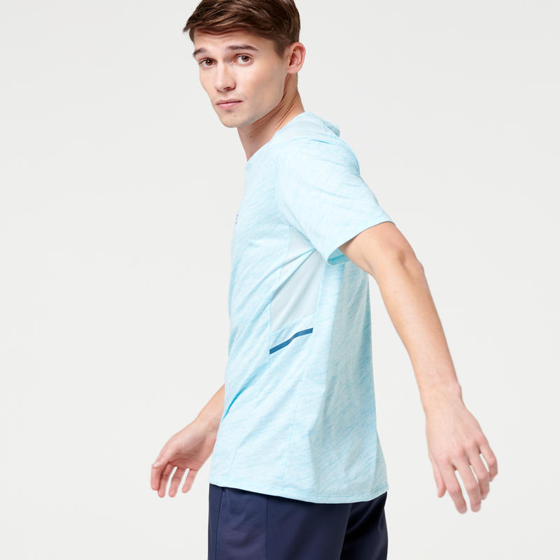 เสื้อยืดใส่วิ่งสำหรับผู้ชายรุ่น RUN DRY+ (สีฟ้าพาสเทล)รองเท้าและเสื้อผ้าสำหรับผู้ชาย