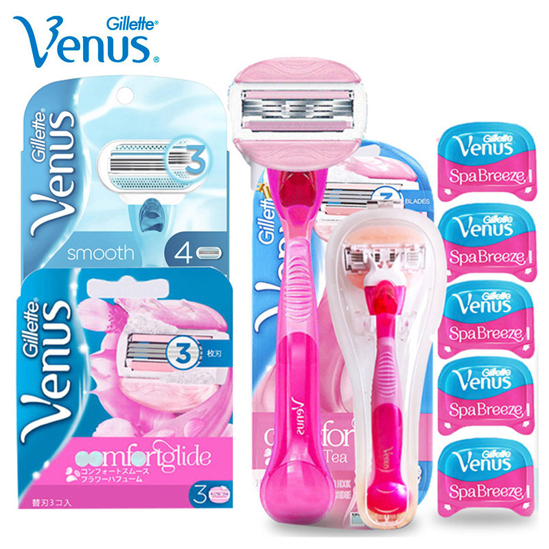 Gillette Women Razor Venus Breeze 3 Layers Stainless Steel Shaving Razor Blades Girl Body Hair