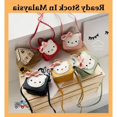 ₪✣◊ Korean Fashion Cute Cartoon Cat PU Leather Casual Bags Kids Bag Sling Bags Crossbody Shoulder Bags Coin Purse LC003