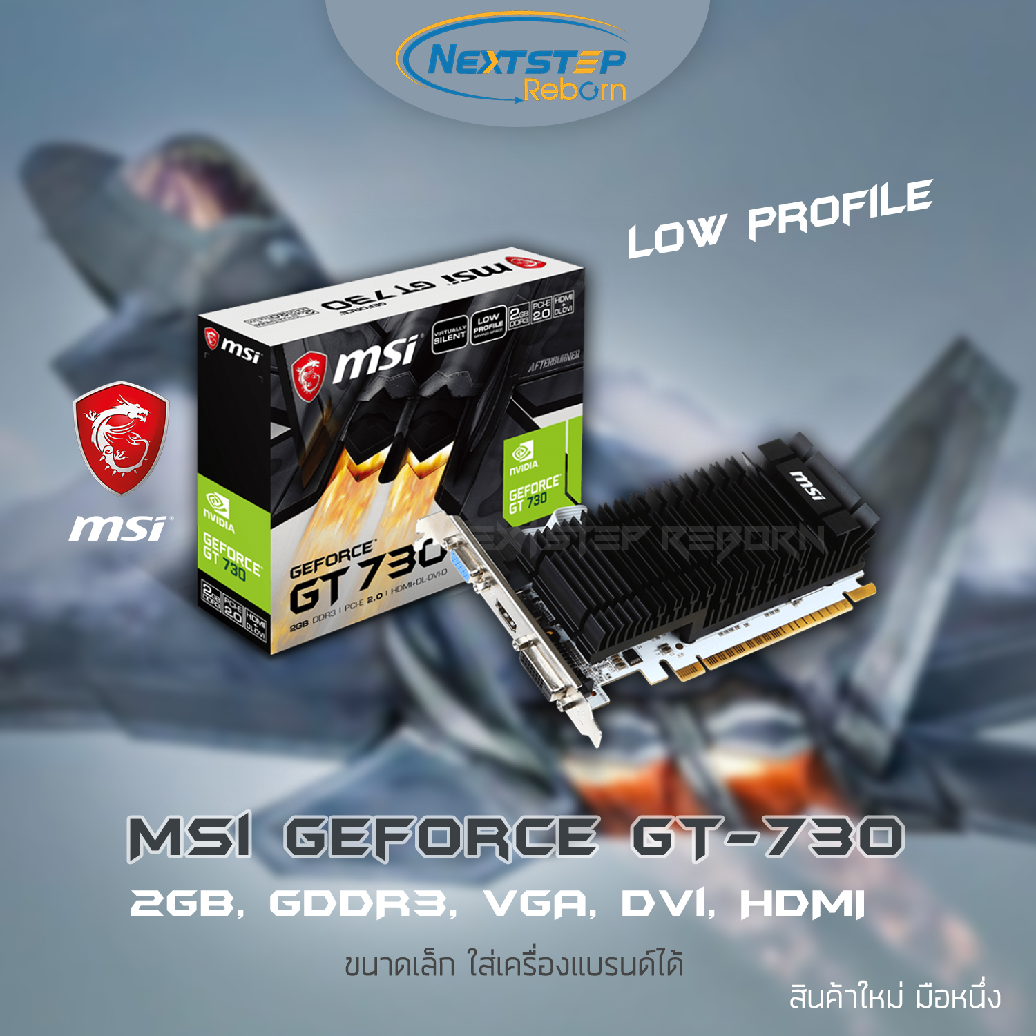 MSI Nvidia Geforce GT 730 2GB DDR3 การ์ดจอ VGA Low Profile ขนาดเล็ก ใส่เครื่องแบรนด์ได้