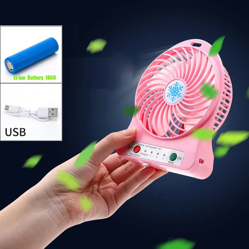 พัดลมตั้งโต๊ะ พัดลมมินิ ปรับได้ 3 ระดับ มีไฟฉายในตัว มีสายชาร์จ USB แบบพกพา