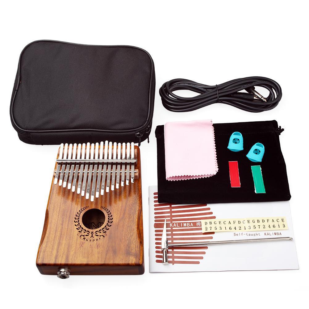 17 Keys EQ kalimba Acacia Thumb Piano Link Speaker Electric Pickup with Bag Cable 17 keys Solid Wood Kalimba Musical Instrument Mbira