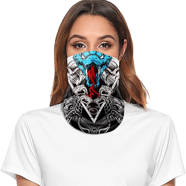 Skull Printed Motorcycle Neck Tube Ski Scarf Balaclava Cycling Bicycle Anti-UV Anti-dust Headwear Outdoor Ride Neck Mask