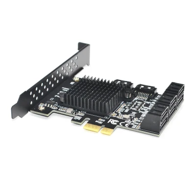 88SE9215 Chip 8 Ports SATA 3.0 to PCIe Expansion Card PCI Express SATA Adapter SATA 3 Converter with Heat Sink for HDD