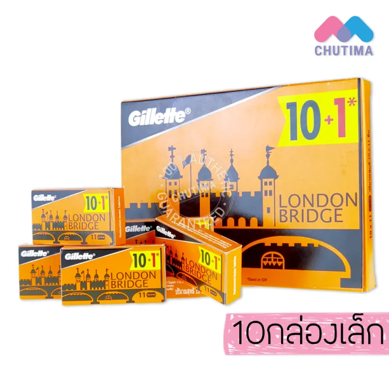ภาพหน้าปกสินค้าใบมีดโกน ยิลเลตต์ ลอนดอน บริดจ์ Gillette london bridge 100 ใบ (10กล่องเล็ก) จากร้าน Ch.online บน Lazada