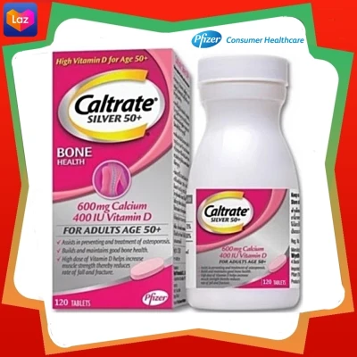 Caltrate Silver 50+ แคลเทรต ซิลเวอร์ 50+ Calcium 600 mg + Vitamin D 400 IU For Adults Age 50+ แคลเทรต สีชมพู (120 เม็ด) สินค้าใหม่ พร้อมส่ง