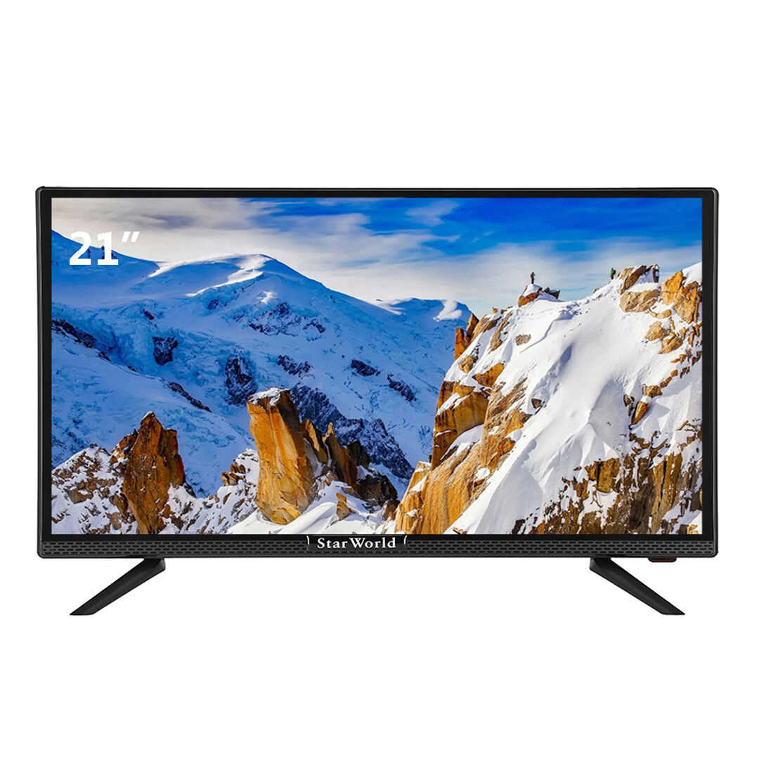 StarWorld LED Digital TV 21นิ้ว ดิจิตอลทีวี ทีวี21นิ้ว มีกล่องในตัว ใช้ไฟ12vและเป็นคอมได้ สี ดำ สี ดำ