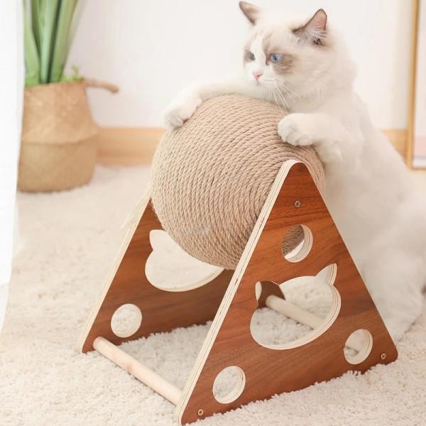 Cat Toys Cat Scratcher Sisal Rope Ball Cat Scratching Post Wood Stand Anti-Scratch Scratcher for Cats Sharpen Nails