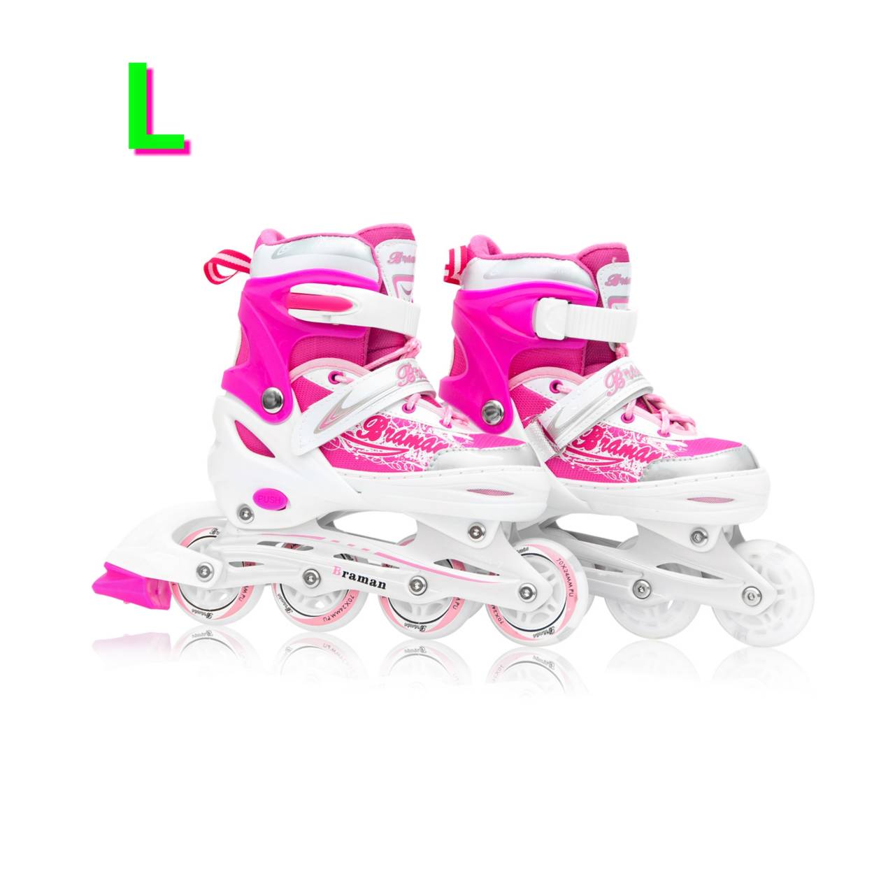 รองเท้าอินไลน์สเก็ต รองเท้าสเก็ต โรลเลอร์เบลด พรีเมี่ยมรับประกัน 3 เดือน Premium Inline Skate ABEC-7 เบอร์ 31-35  (Pink #L) อุปกรณ์ออกกำลังกาย