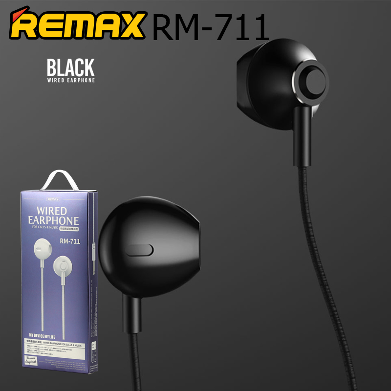 REMAX RM-711 หูฟัง พอร์ต 3.5 มิลลิเมตรหูฟังชนิดใส่ในหูชุดหูฟัง Build - in MIC ของแท้ 100%