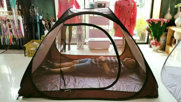 Mongkol59 เต็นท์นั่งสมาธิ กระโจมวิปัสสนา Size XXL ขนาดใหญ่พิเศษ ผ้าหนาพิเศษ230 T สามารถนอนได้ 2 คน (แบบสปริง)  สีกรักดำ รุ่น RD010-2