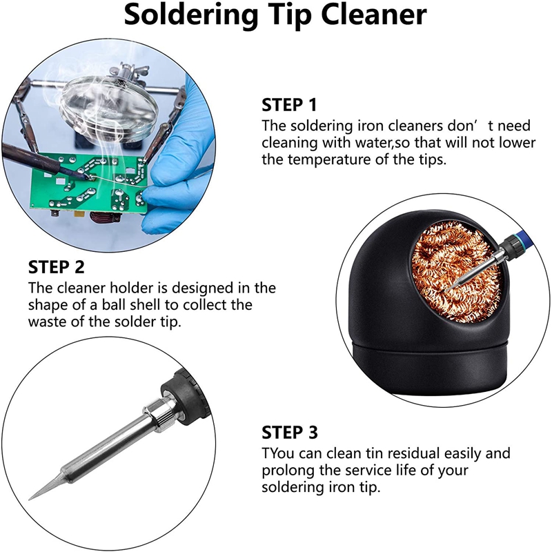 Soldering Tip Cleaner Set Solder Iron Tip Cleaning Wire And Brass Tip ...