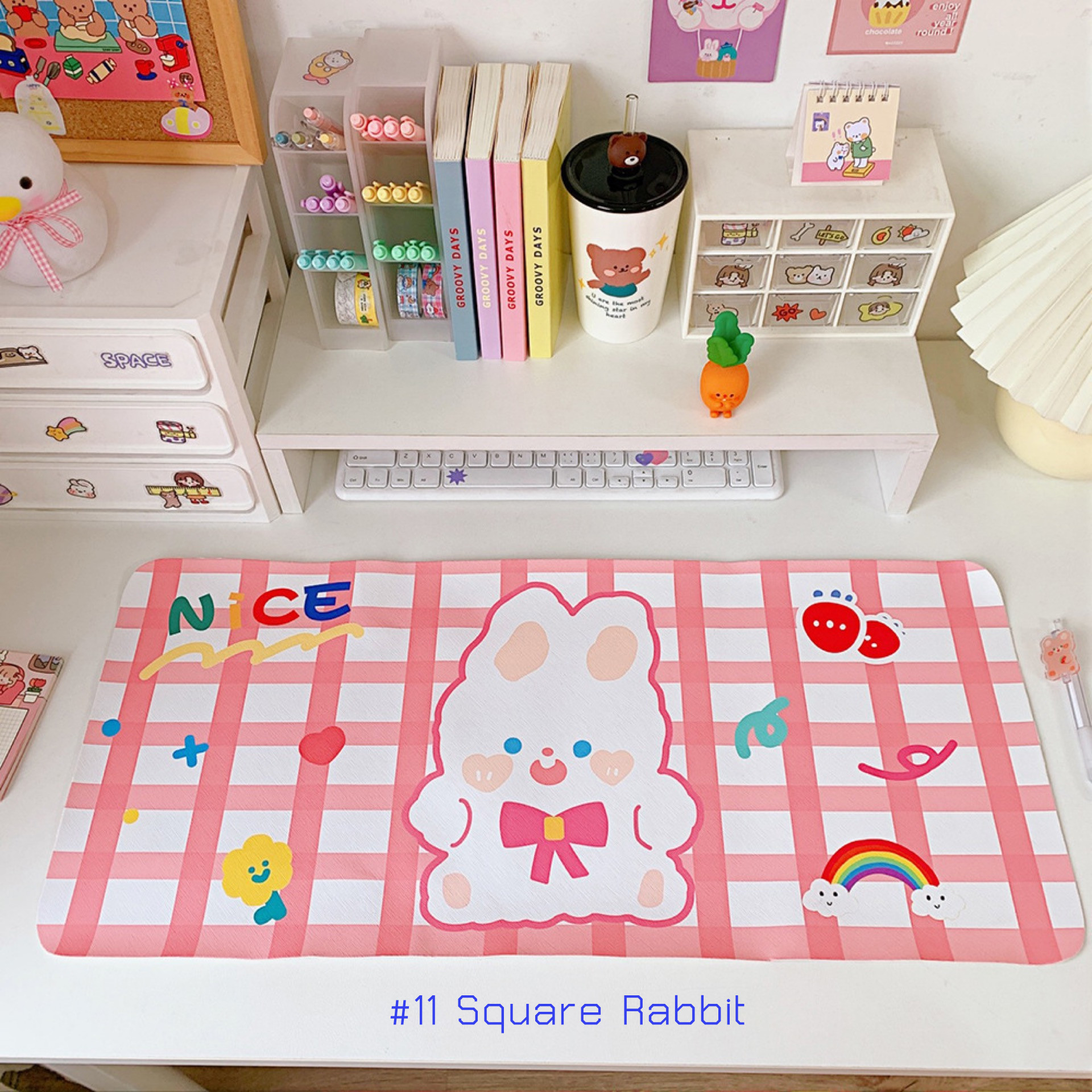 Big Size Mouse pad แผ่นรองเมาส์_Cuteness สี #11 Square Rabbit สี #11 Square Rabbit