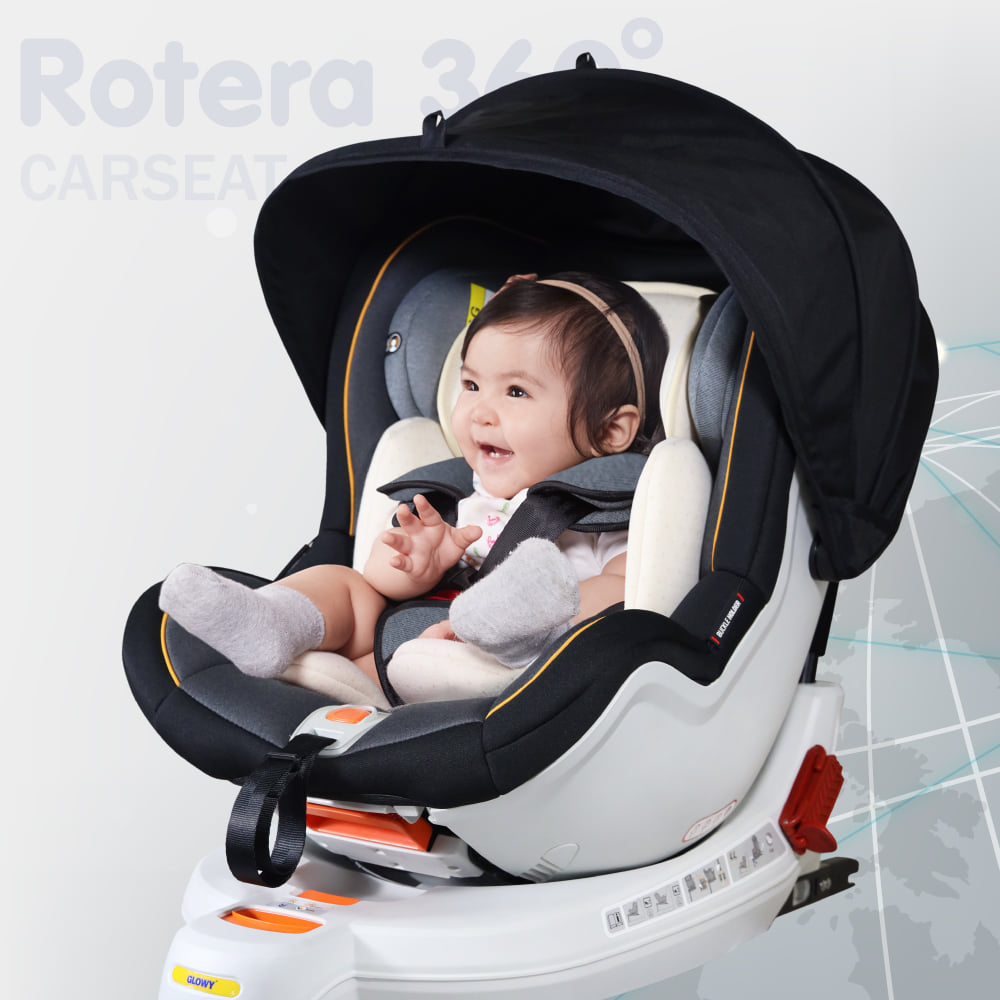 คาร์ซีท GLOWY รุ่น Rotera 360 หมุนได้ ใช้ได้แรกเกิด-4 ขวบ (0-18 กก.) ติดตั้งได้ทั้ง Isofix และเข็มขัดนิรภัย 3 จุด