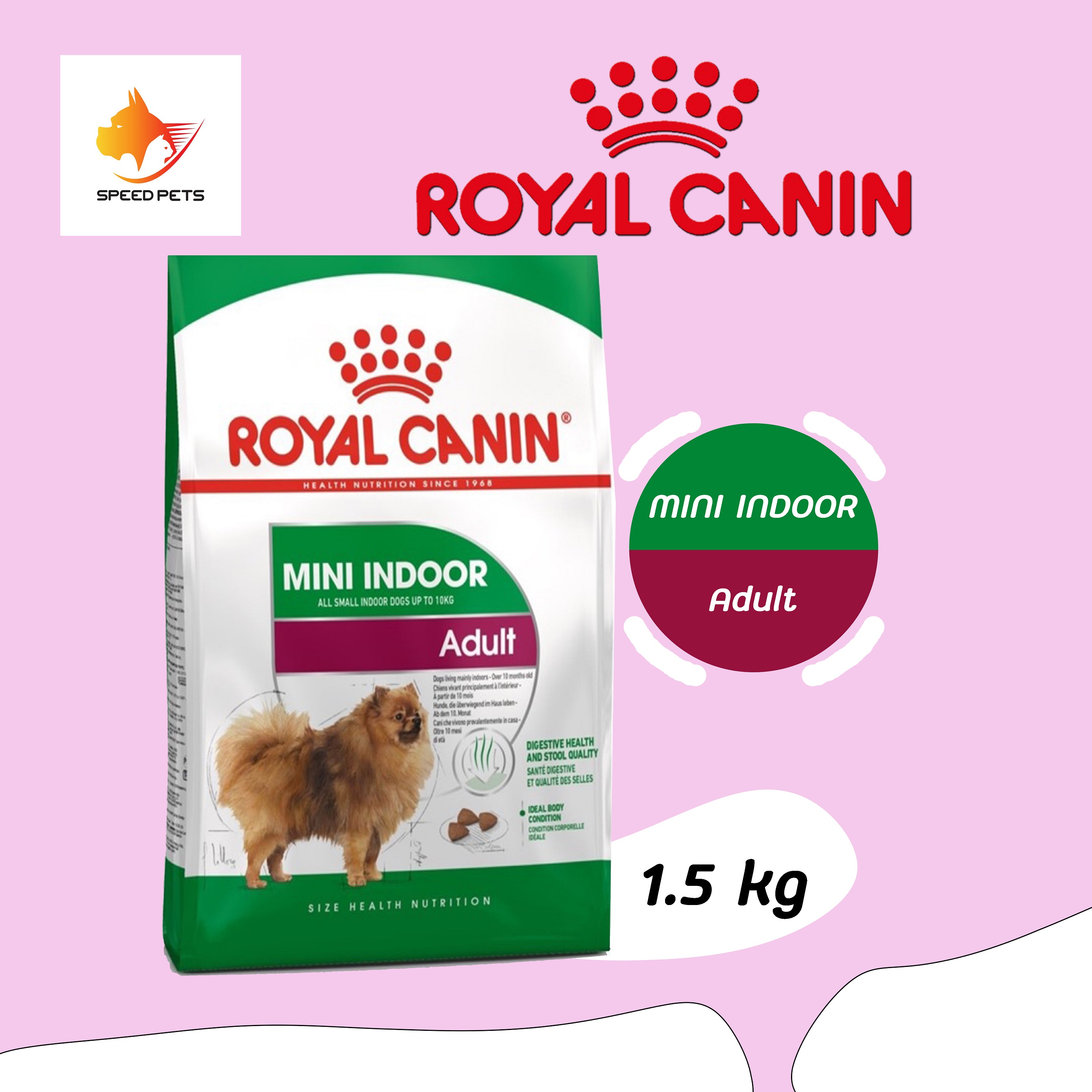 Royal Canin Mini Indoor Adult 1.5kg โรยัล คานิน อาหารสุนัข เลี้ยงในบ้าน 1.5กก.
