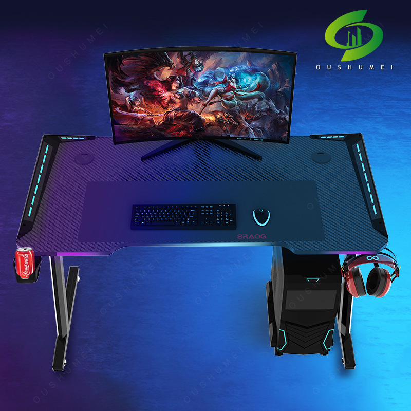 โต๊ะเกมมิ่ง โต๊ะคอมพิวเตอร์ RGB มีรูปทรงขา Zและขา Y มีไฟ LEDสวยไม่แสบตา หน้าโต๊ะหุ้มคาร์บอน 3D หน้ากว้าง 120cm ใหม่ล่าสุด