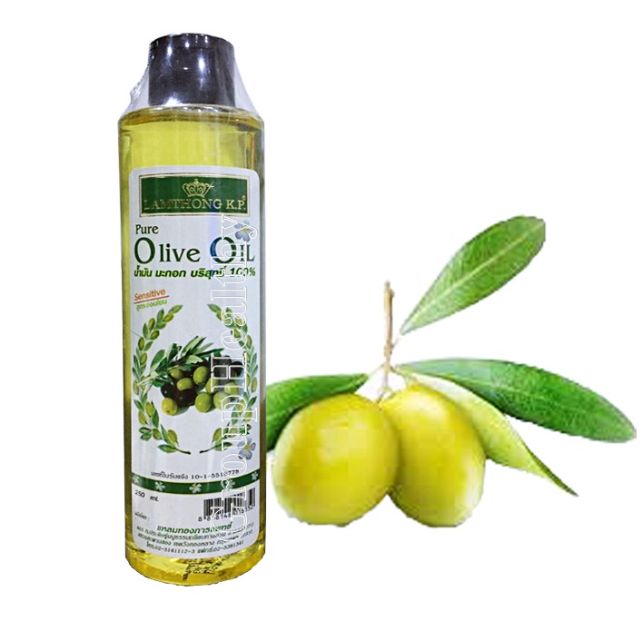 Pure O live Oil น้ำมันมะกอกบริสุทธิ์ 100% ใช้นวดผิวทั่วร่างกายเพื่อความผ่อนคลาย บำรุงผิว 250 ML.1 ขวด