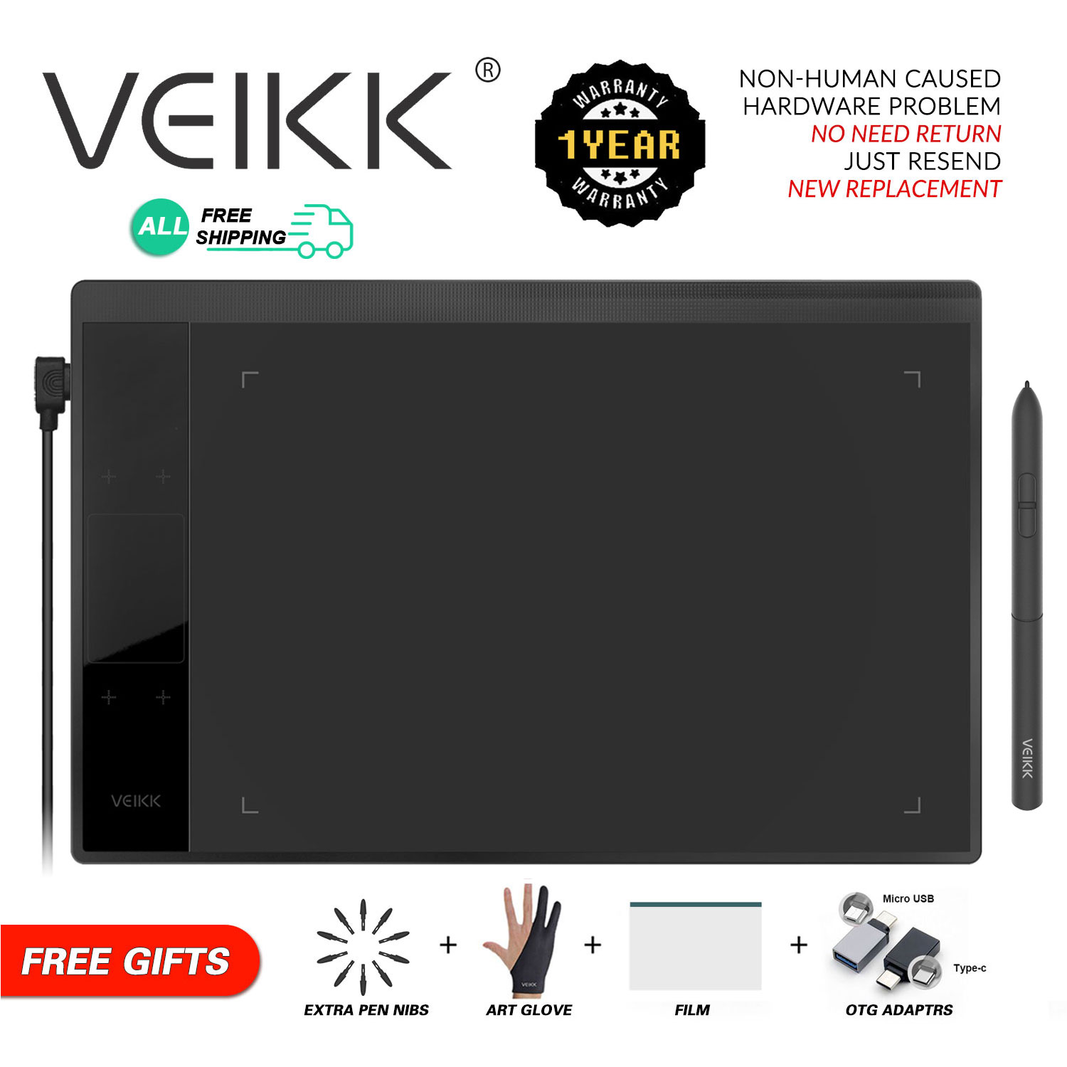 VEIKK A30V2แท็บเล็ตวาดรูปกราฟิก,กระดานไร้แบตเตอรี่8192ระดับพื้นที่ใช้งาน10X6