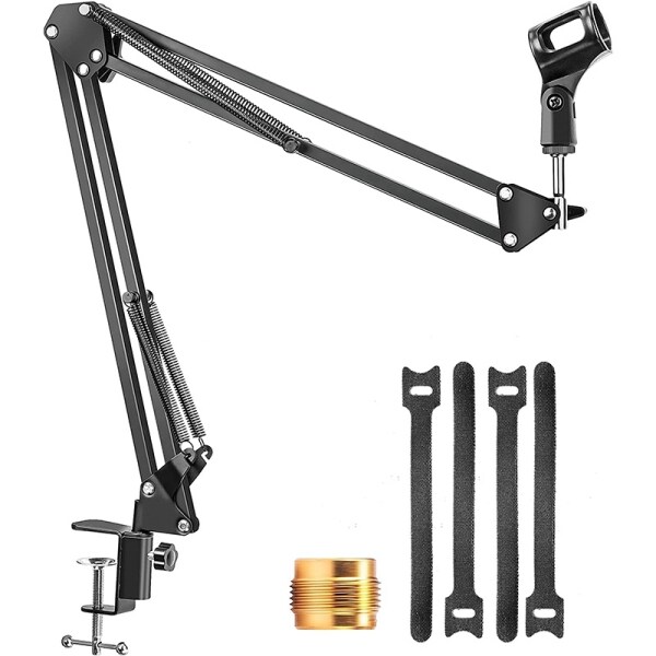 Microphone Arm Stand,Adjustable Suspension Boom Scissor Arm with Screw Adapter and Cable Ties and Other Mics