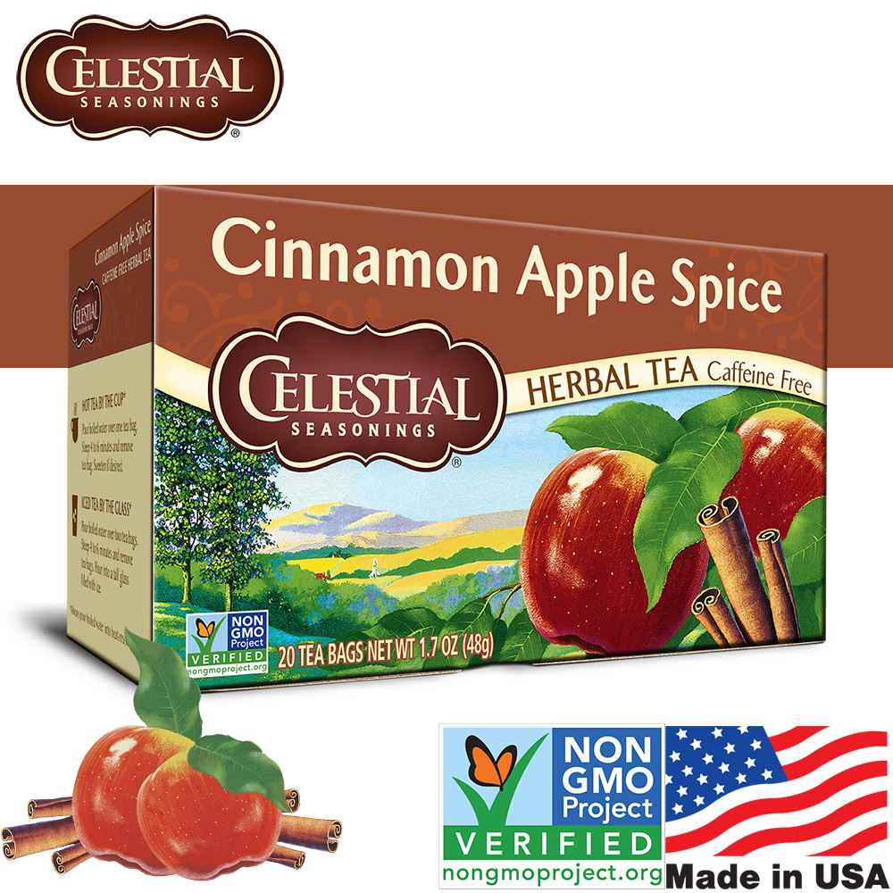 Celestial Seasonings Cinnamon Apple Spice Herbal Tea เซเลสเทล ชาชินนาม่อน แอปเปิ้ล สไปซี่ 2.4กรัม x20 ซอง