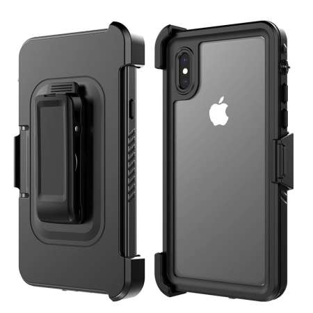 [Original] เคสโทรศัพท์สำหรับ iPhone X 360 องศากันน้ำกันฝุ่นกันกระแทกเคสหลัง Kickstand และคลิปหนีบหมุนได้ฝาครอบเคสห่อหุ้ม - INTL