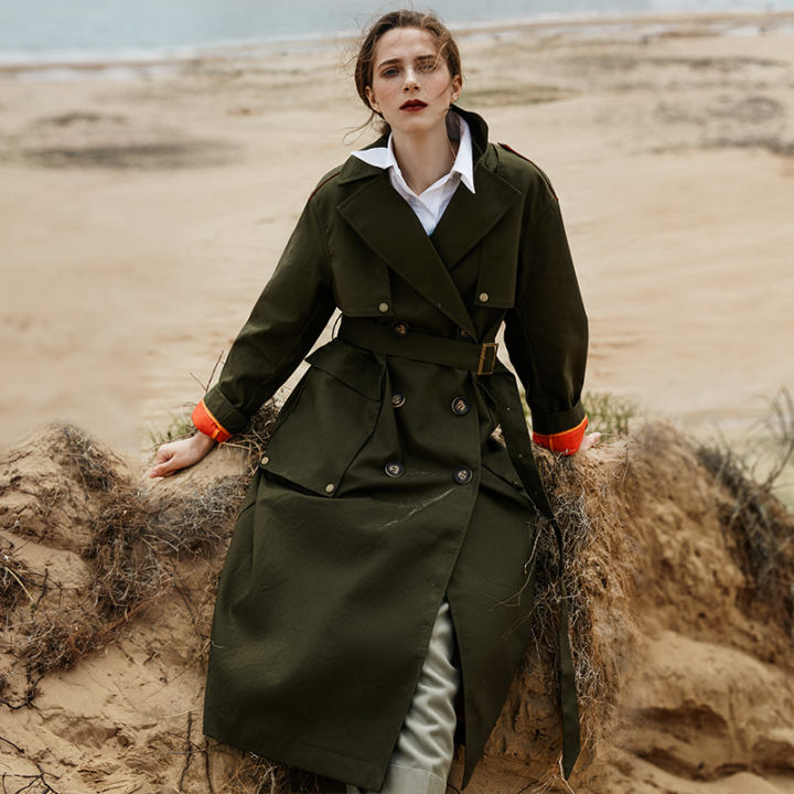 army green trench coat womens